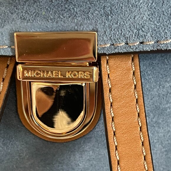 Michael Kors Romy Medium Blue Suede Backpack - Picture 6 of 12